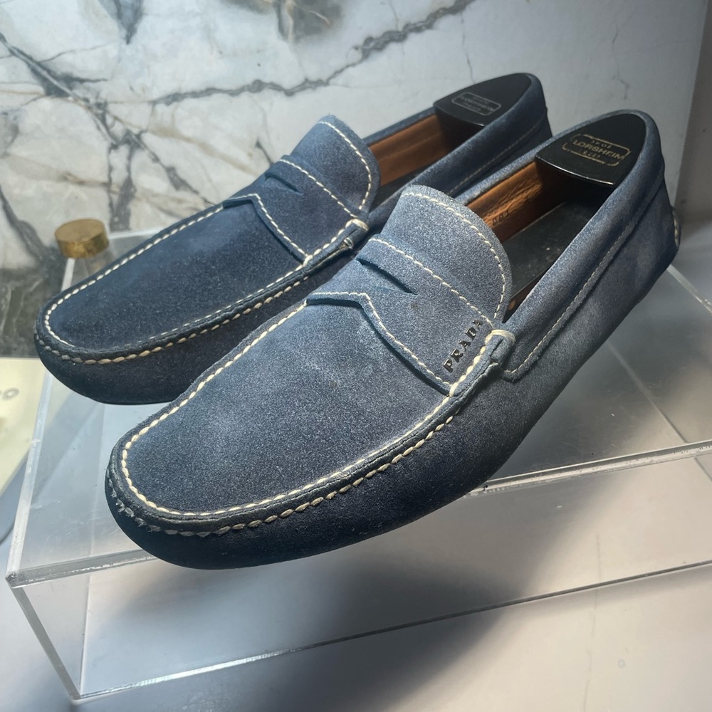 PRADA men’s loafers suede sz 7 made in italy - Picture 3 of 16